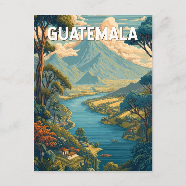 Guatemala Illustration Travel Art Vintage Postcard (Front)