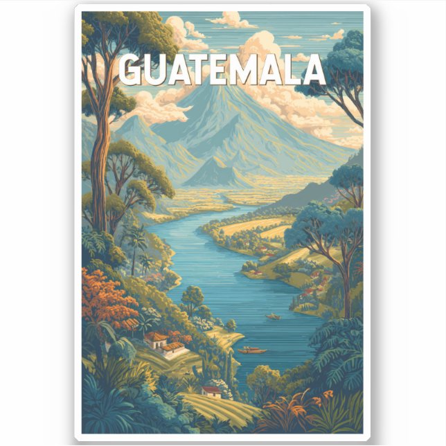 Guatemala Illustration Travel Art Vintage Sticker (Front)