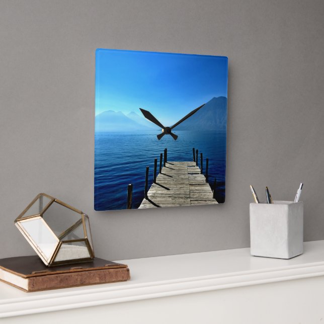 Guatemala - Lago Atitlan Sunrise Square Wall Clock (Office)