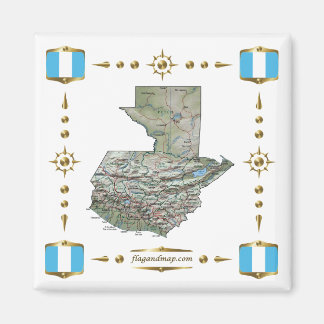 Guatemala Map + Flags Magnet