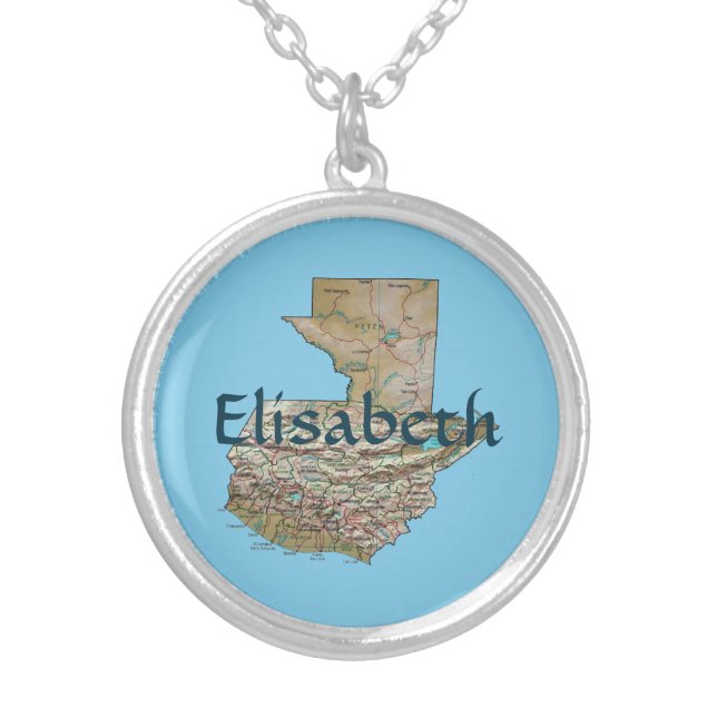 Guatemala Map + Name Necklace (Front)