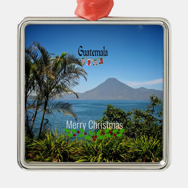 Guatemala, Merry Christmas, Metal Ornament (Front)