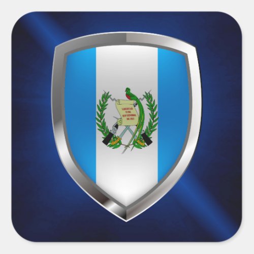 Guatemala Mettalic Emblem Square Sticker