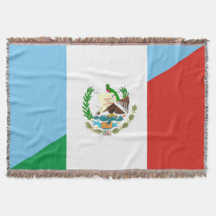 guatemala mexico half flag symbol throw blanket