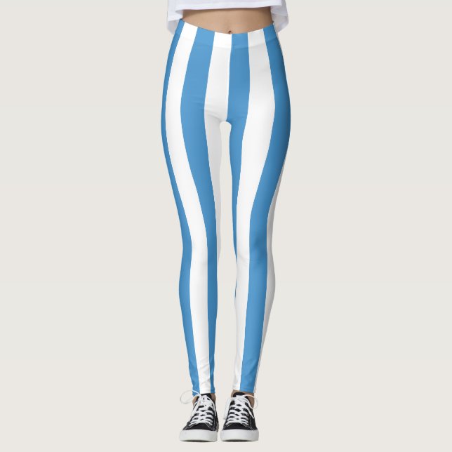 Guatemala National Flag Colors Vertical Striped Leggings (Front)