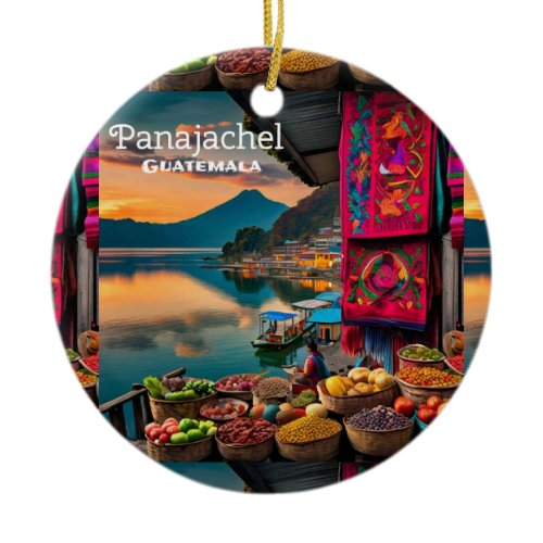 Guatemala Panajachel | Travel Vintage Retro  Ceramic Ornament