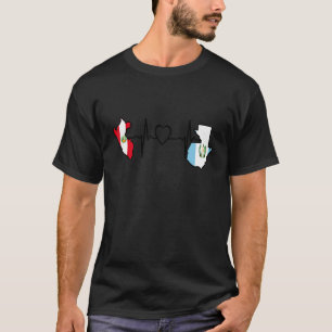 Guatemala Peru Flag Guatemalan Peruvian Heartbeat  T-Shirt