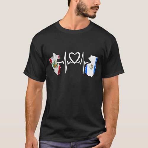 Guatemala Peru Flag Guatemalan Peruvian Heartbeat T_Shirt