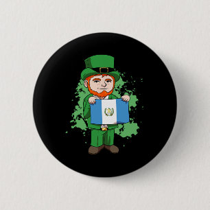 Guatemala Proud Guate Flag St. Patricks Day Leprec Button