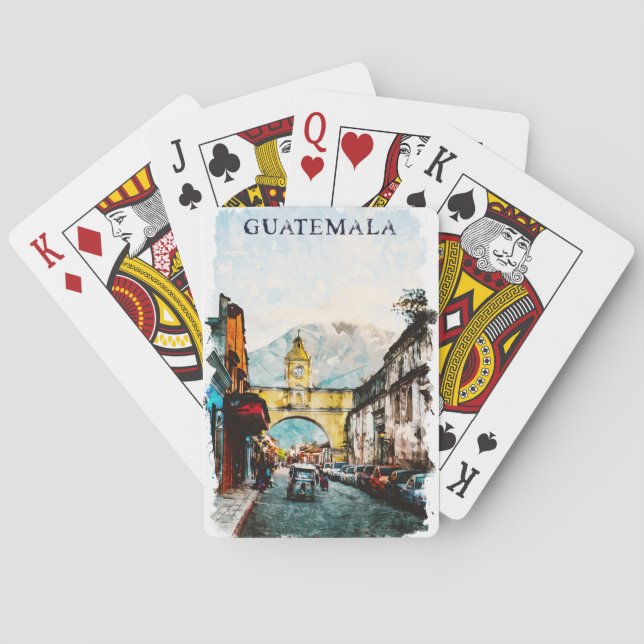 Guatemala Retro Vintage Travel Poker Cards (Back)