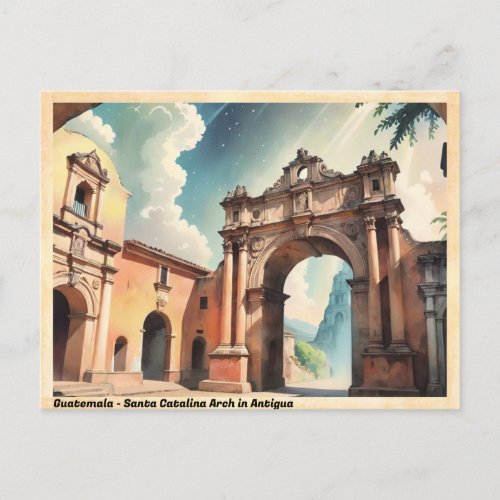 Guatemala Santa Catalina Arch in Antigua Vintage Postcard