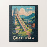 Guatemala Tikal National Park Illustration Travel Jigsaw Puzzle<br><div class="desc">Guatemala retro vector travel design. From the colonial beauty of Antigua to the mystical shores of Lake Atitlán,  Guatemala is a true Central American gem.</div>