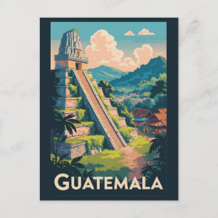 Guatemala Tikal National Park Illustration Travel Postcard