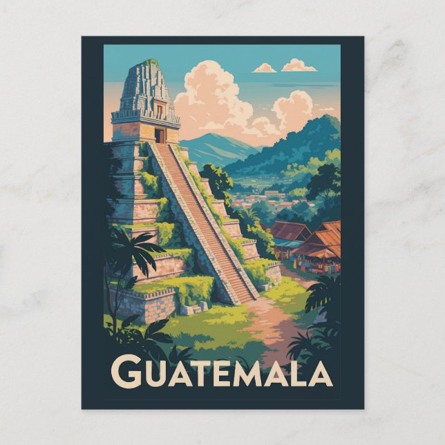 Guatemala Tikal National Park Illustration Travel Postcard (Front)