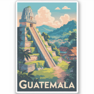 Guatemala Tikal National Park Illustration Travel Sticker
