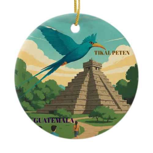 GUATEMALA TIKAL PETEN Retro poster Ceramic Ornament