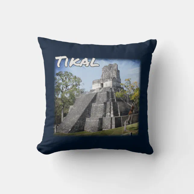 Guatemala Tikal Ruins Temple Throw Pillow (Front)