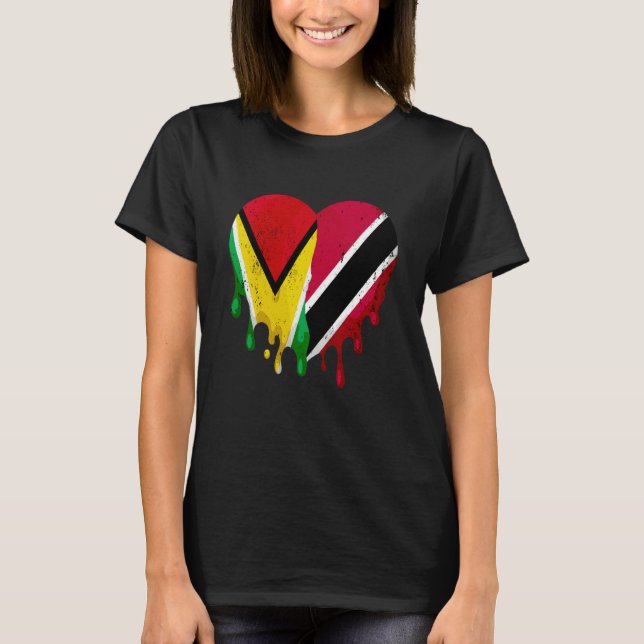 Guatemala Trinidad & Tobago Flag Heart Citizen Pat T-Shirt (Front)