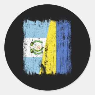 Guatemala Ukraine Half Flag Guatemalan Ukrainian H Classic Round Sticker