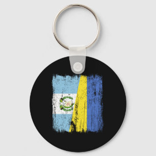 Guatemala Ukraine Half Flag Guatemalan Ukrainian H Keychain