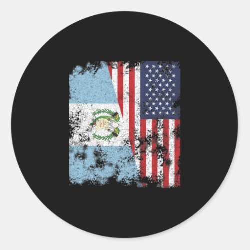 Guatemala USA Flag _ Half American Classic Round Sticker