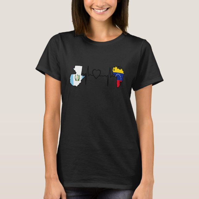 Guatemala Venezuela Flag Guatemalan Venezuelan Hea T-Shirt (Front)
