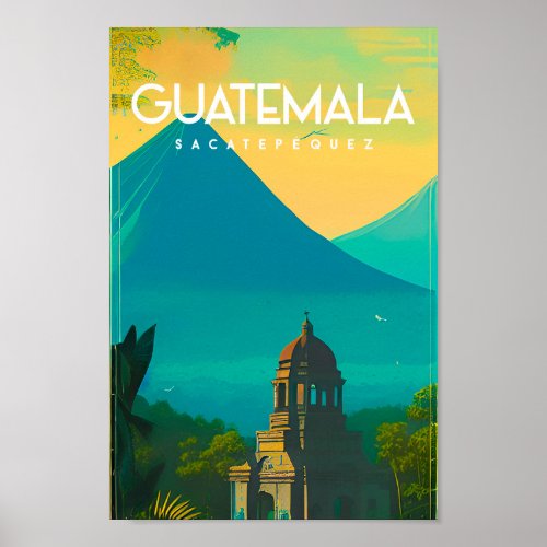 guatemala vintage travel poster print