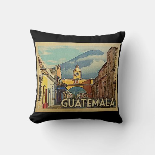 Guatemala Vintage Travel Throw Pillow