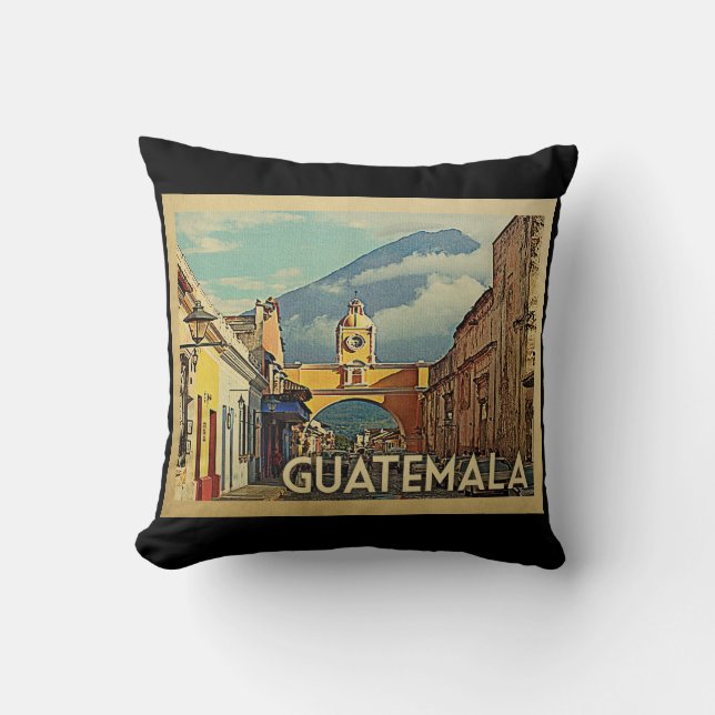 Guatemala Vintage Travel Throw Pillow (Front)