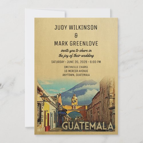 Guatemala Wedding Invitation Vintage Mid_Century