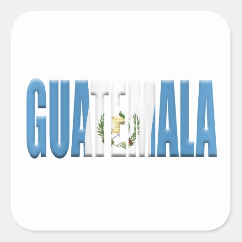 Guatemala word overlaid with the national flag square sticker