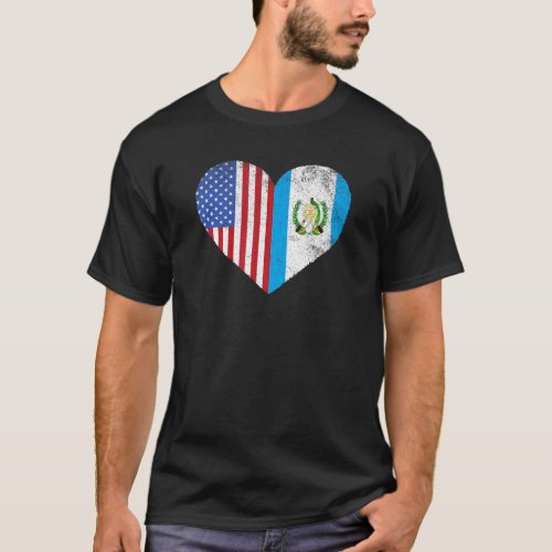 Guatemalan American Flag Usa Guatemala Heart T_Shirt