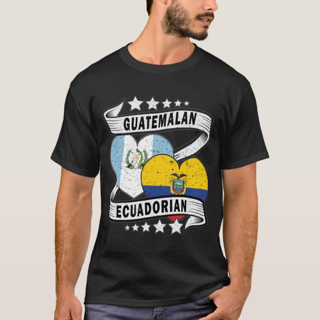 Guatemalan And Ecuadorian Flag T-Shirt (Front)