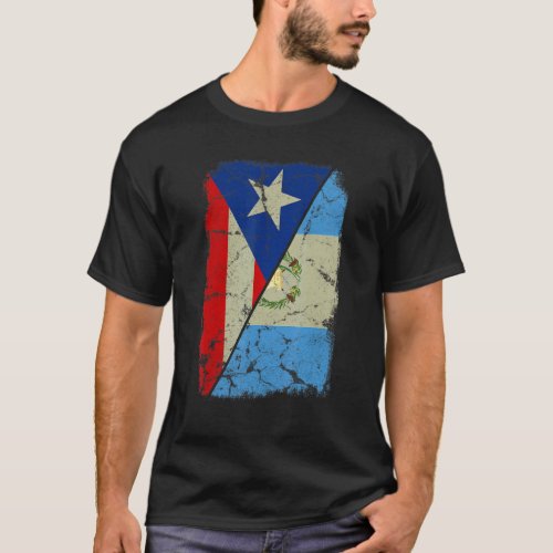 Guatemalan and Puerto Rican Flag Together Mixed Fa T_Shirt