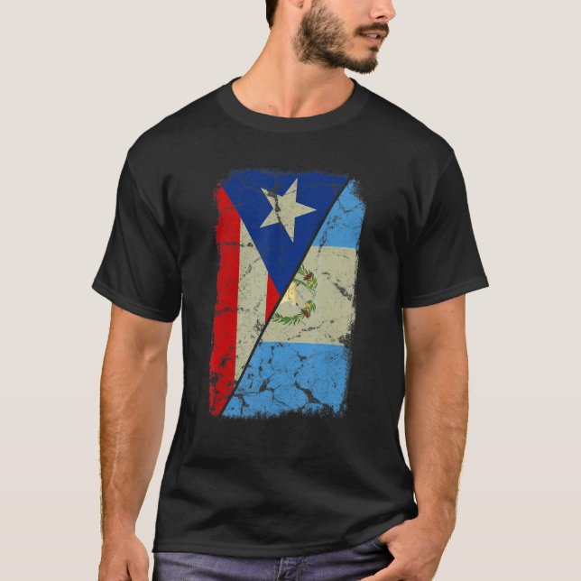 Guatemalan and Puerto Rican Flag Together Mixed Fa T-Shirt (Front)