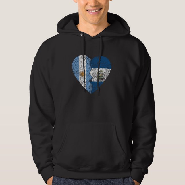Guatemalan Argentinian Flags Heart Argentina Guate Hoodie (Front)