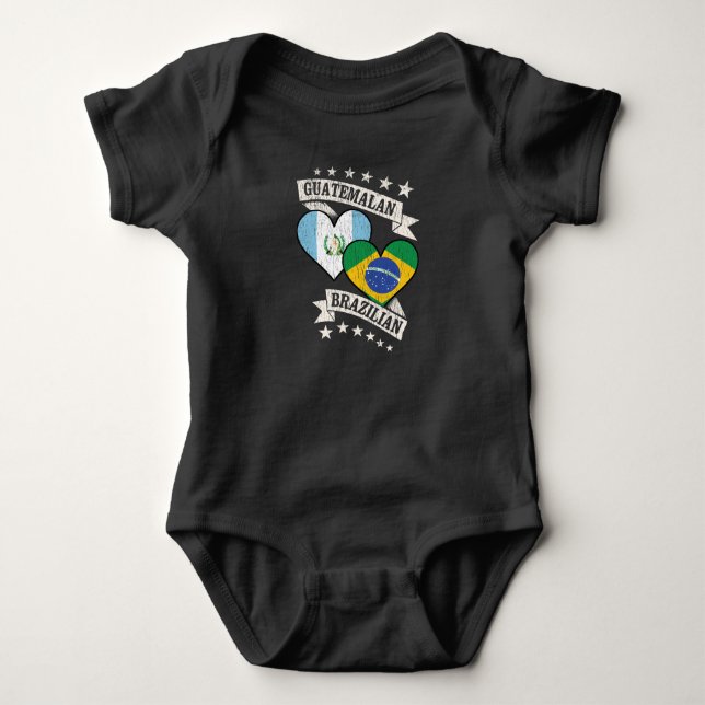 Guatemalan Brazilian Heart Flags Guatemala Brazil Baby Bodysuit (Front)