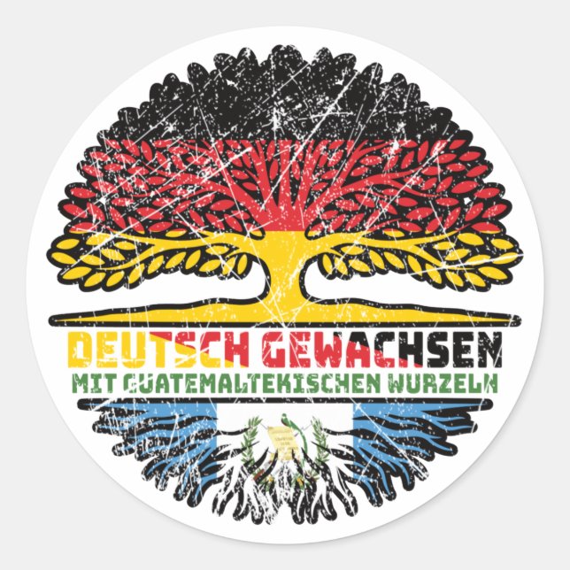 Guatemalan Deutsch Deutschland Baum Classic Round Sticker (Front)
