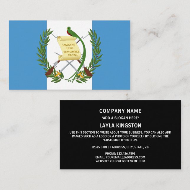 Guatemalan Flag & Coat of Arms, Flag of Guatemala Business Card (Front/Back)
