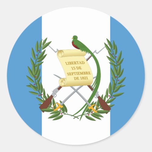 Guatemalan Flag  Coat of Arms Flag of Guatemala Classic Round Sticker