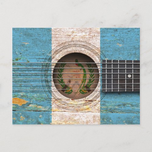 Guatemalan Flag on Old Acoustic Guitar Postcard