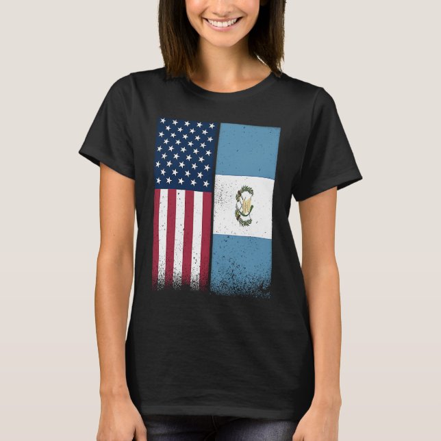 Guatemalan Flag  USA And Guatemala Flags Proud T-Shirt (Front)