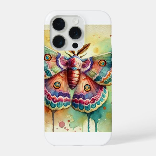 Guatemalan Moth 040724AREF120 _ Watercolor iPhone 15 Pro Case