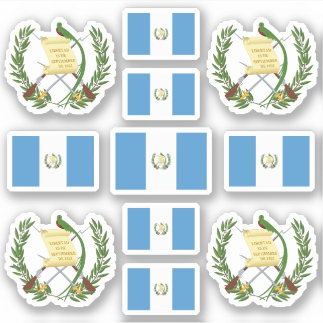 Guatemalan state symbols / coat of arms and flag sticker (Front)