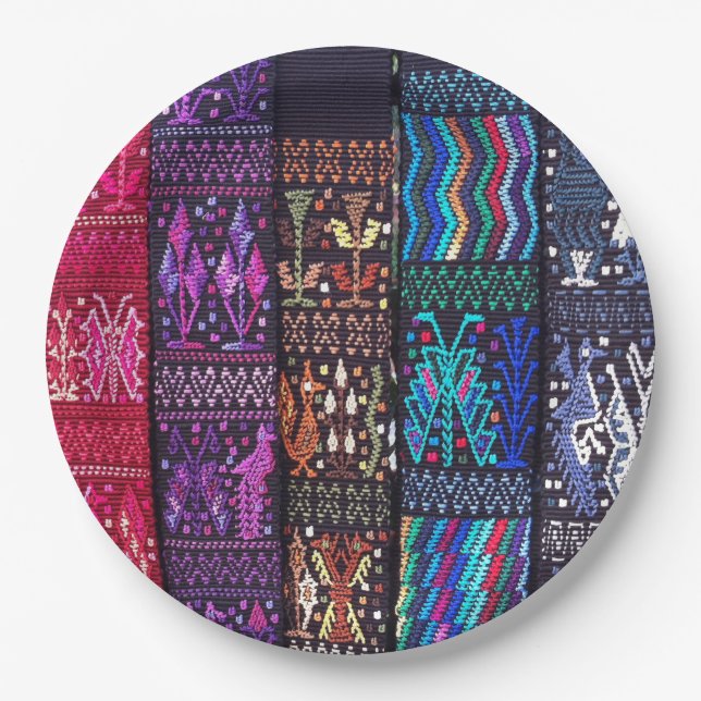 Guatemalan textile designs paper plates (Front)