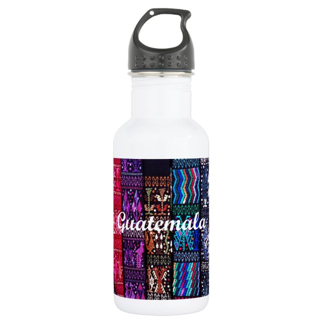 Guatemalan textile designs. stainless steel water bottle (Front)