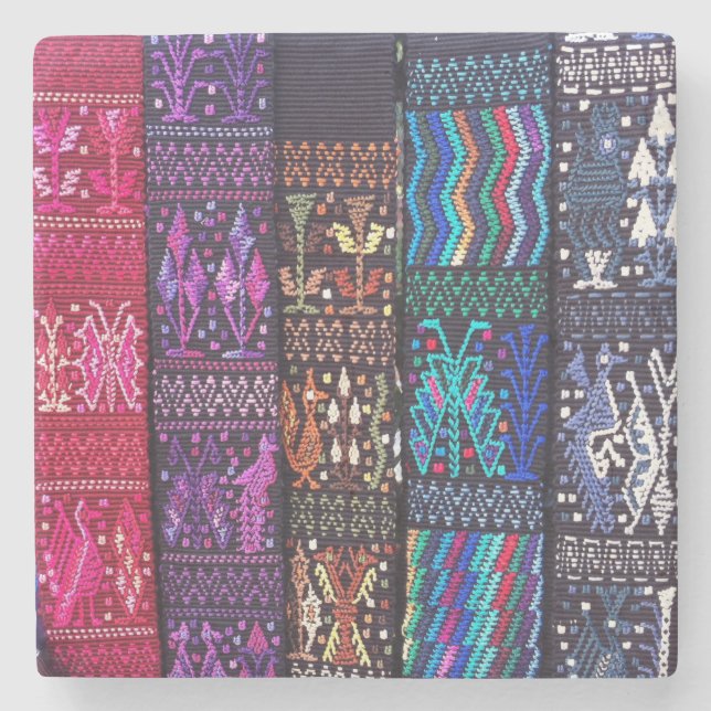 Guatemalan textile designs stone coaster (Front)