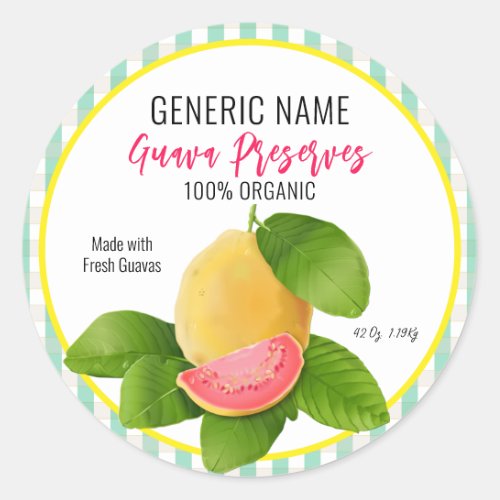 Guava Fruit Canning Jar Label