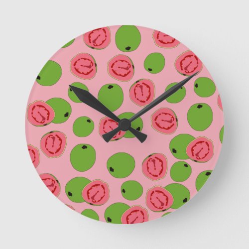 Guava Fruit Pattern Round Clock