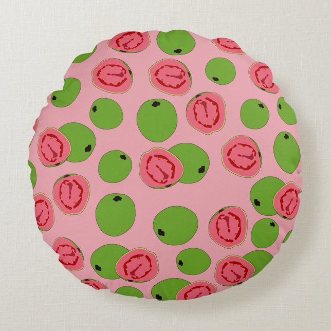 Guava Fruit Pattern Round Pillow (Front)